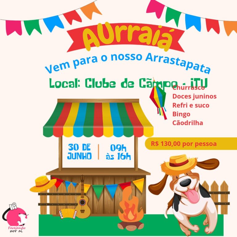 Nosso AUrraiá Preço: R$ 130,00 Data: 30/06/2024 Horário: 09h às 16h Local: Clube de Cãompo