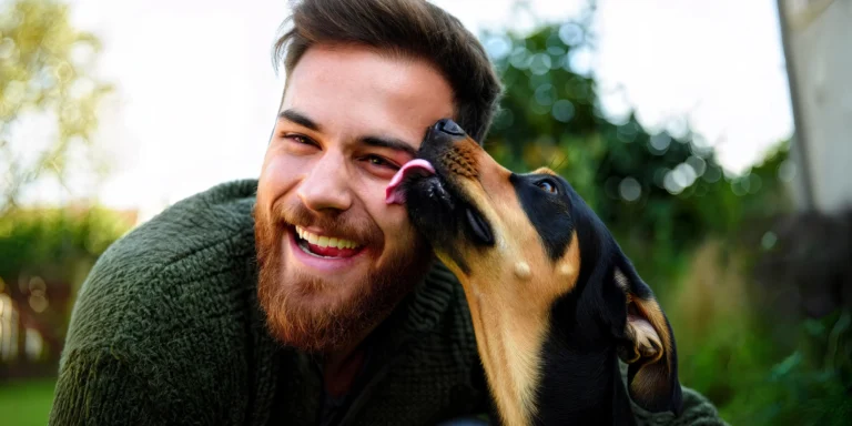 Meu cachorro gosta de me beijar com lambidas, mas será que eu deveria deixar?