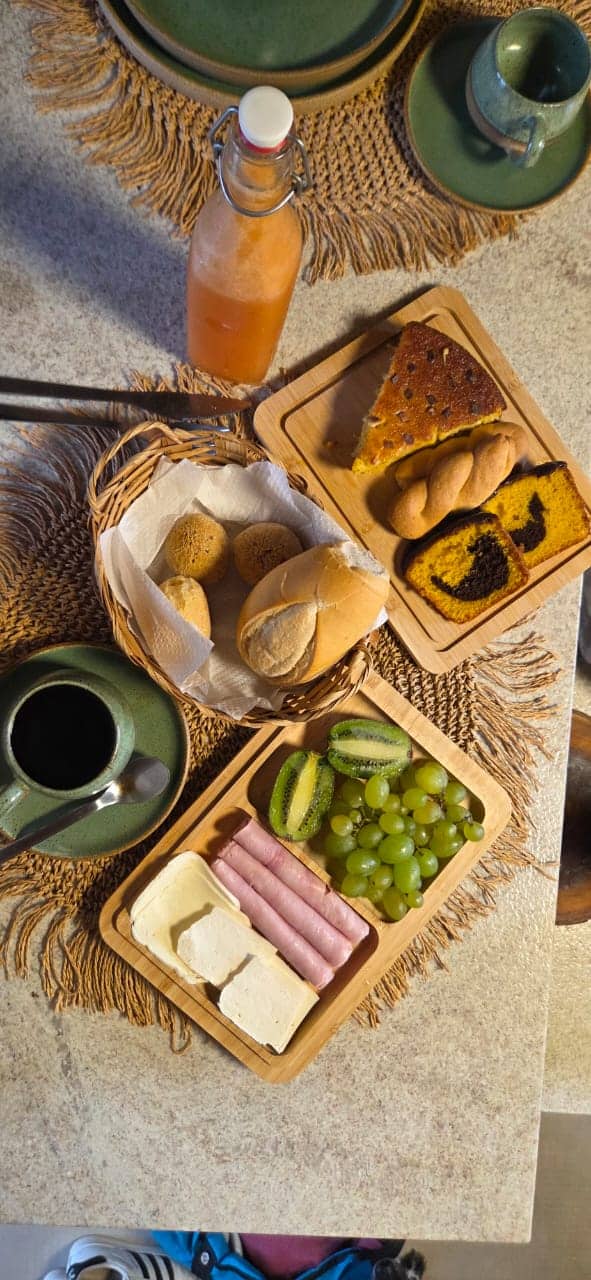 café da manhã caseiro em chalé pet friendly Pouso Alto